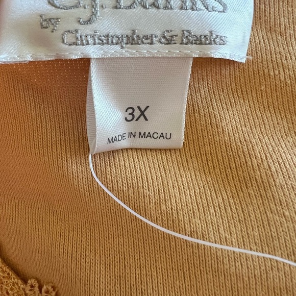 NWT CJ Banks 3X Orange 100% Cotton Embroidered Short Sleeve Shirt Casual Modest - Picture 7 of 9